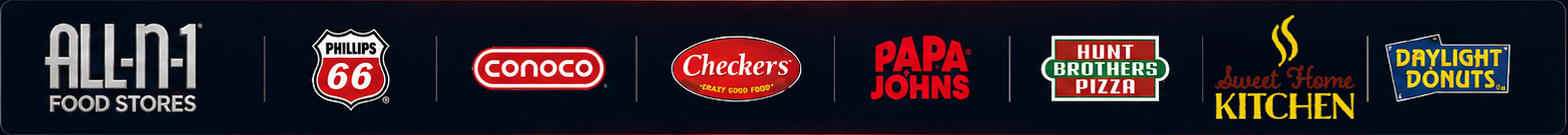 All-N-1 Food Stores, Phillips 66, Conoco, Checkers, Papa Johns, Hunt Brothers Pizza, Sunset Home Kitchen, and Daylight Donuts